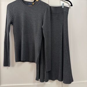 Ralph Lauren Charcoal Ribbed Knit Ensemble